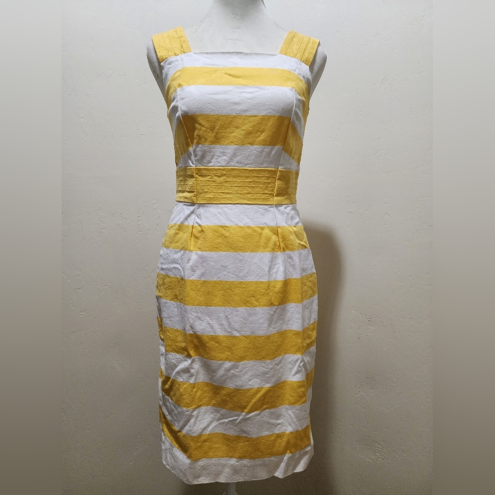 VGUC White & Yellow Striped Dress, Size 0